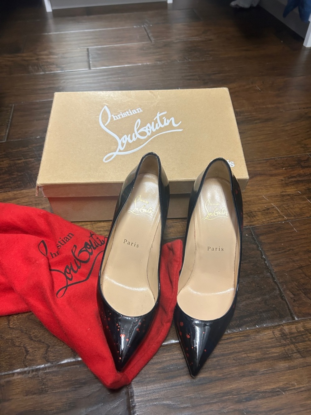 Christian Louboutin Pigalle Follies Black Patent sz 37 red black w box 100mm - Picture 3 of 15